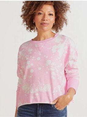 NWT Evereve Roan + Ryan pink cream Aiden paint splatter sweatshirt Size Medium